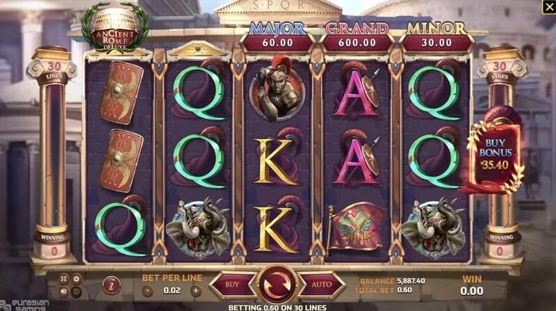 Ancient Rome Deluxe AI – mängupilt võiduliiniga