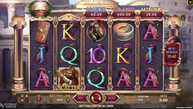 Ancient Rome Deluxe AI – Scatter ja tasuta keerutused